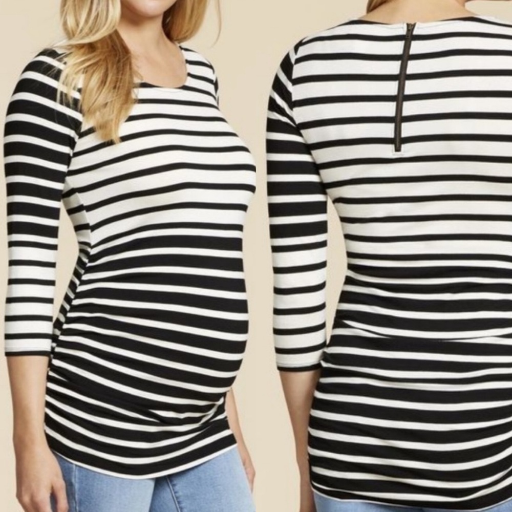 Jessica Simpson Maternity Striped 3/4 Sleeve Top